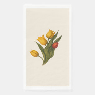 Serviette En Papier Serviettes invitées aquarelle tulipes jaunes et ro