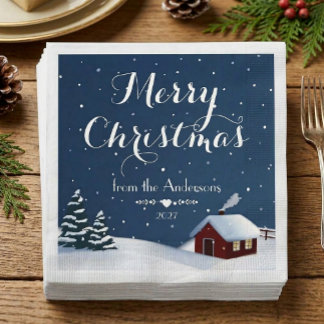 Serviette En Papier Serviettes Joyeux Noël Cabane Cosy d'Hiver