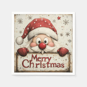 Serviette En Papier Serviettes "Joyeux Noël" de Père Noël