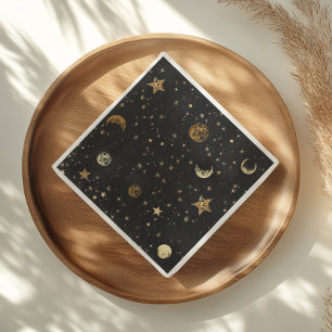 Serviette En Papier Serviettes Lune Dorée Nuit Étoilée