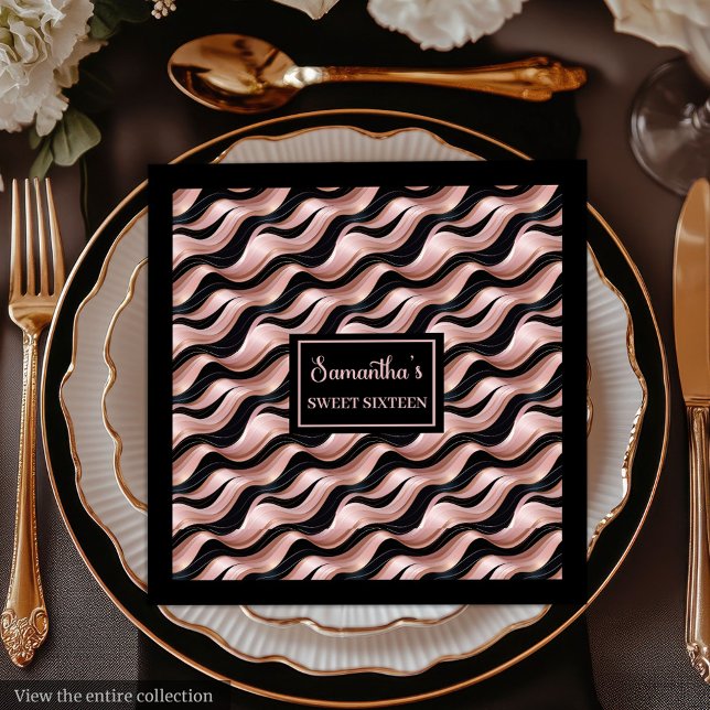 Serviette En Papier Serviettes Luxe Or Rose Pailletées Accent de Fête  (Lux Rose Gold Napkins Elegant Glitter Party Accent)
