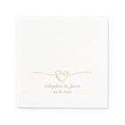 Serviettes Mariage classique blanc et or