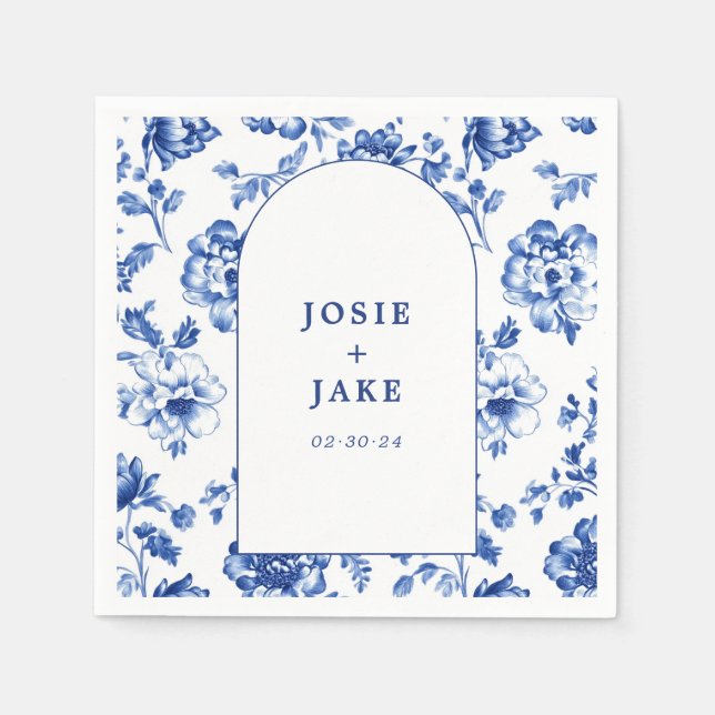Serviette En Papier Serviettes mariage en arche bleu et blanc (Devant)