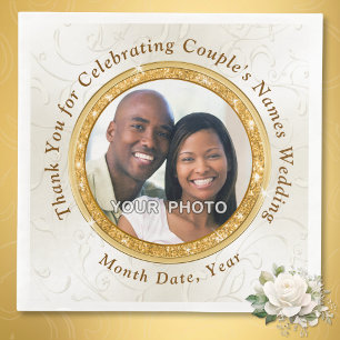Serviette En Papier Serviettes Mariage personnalisées avec photo, 3 ta