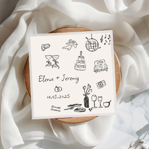 Serviette En Papier Serviettes Mariage Quirky Tirées À La Main