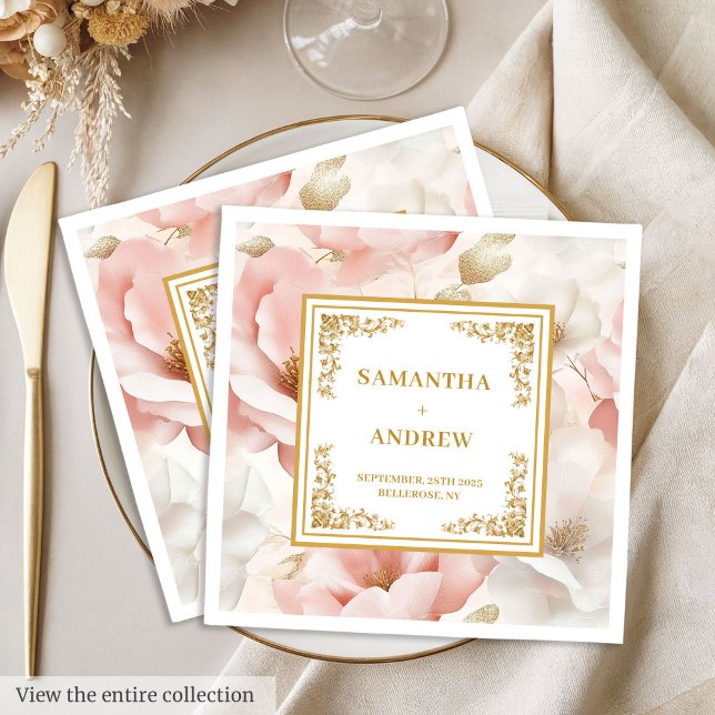 Serviette En Papier Serviettes mariages Bohème couleur rose roux (Bohemian dusty pink watercolor wedding napkins)