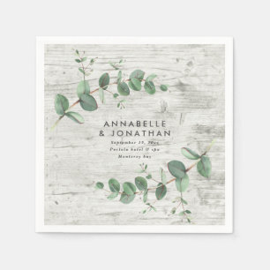 Serviette En Papier serviettes mariages en bois blanc eucalyptus feuil