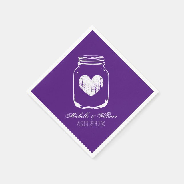 Serviette En Papier Serviettes mariages en pot de mason chic violet de (Coin)