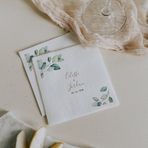 Serviette En Papier Serviettes Mariages Feuilles classiques et vertes