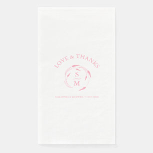 Serviette En Papier Serviettes Mariages personnalisées rose monogramme
