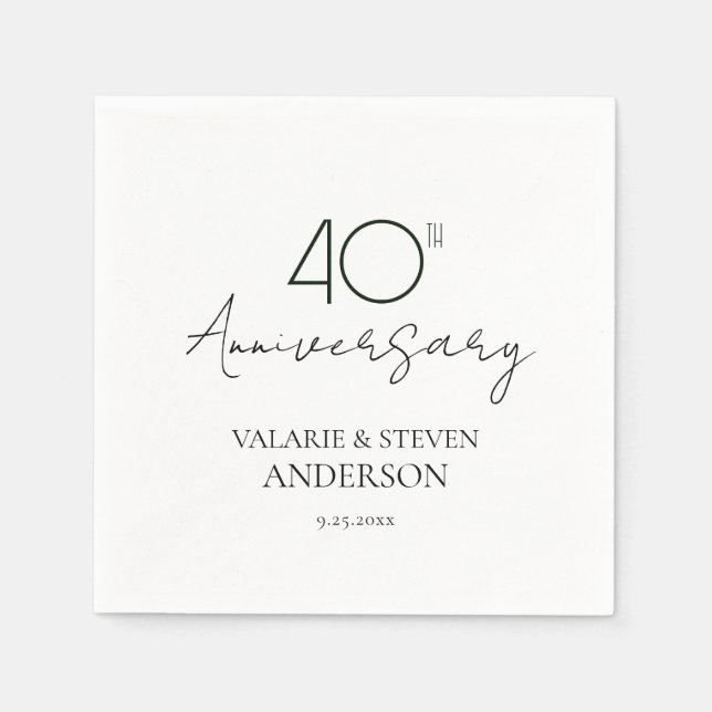 Serviette En Papier Serviettes miniatures du 40e anniversaire (Devant)