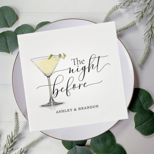 Serviette En Papier Serviettes Minimal Script La Nuit Avant le Mariage (Créateur téléchargé)