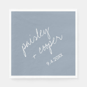 Serviette En Papier Serviettes minimalistes de Mariage bleu foncé mode