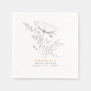 Serviette En Papier Serviettes minimalistes Élégantes Fleurs sauvages