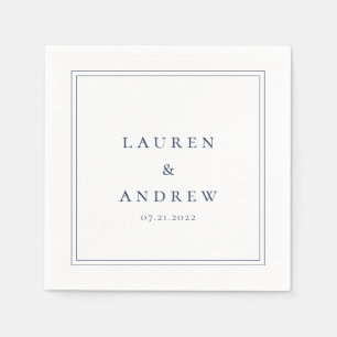 Serviette En Papier Serviettes minimalistes modernes bleu marine et bl