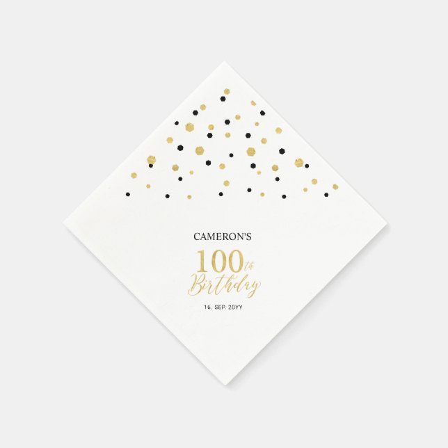 Serviette En Papier Serviettes modernes Gold & Black 100e fête d'anniv (Coin)