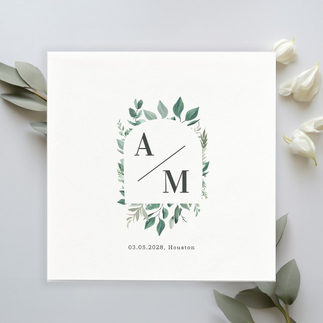 Serviette En Papier Serviettes Monogram Leafy spécifiques au client (Créateur téléchargé)