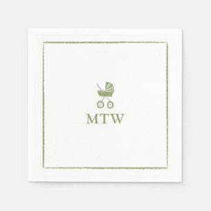 Serviette En Papier Serviettes Monogramme Poussette Baby Shower