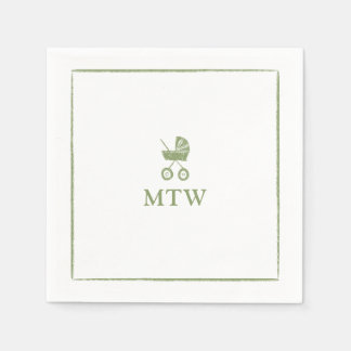 Serviette En Papier Serviettes Monogramme Poussette Baby Shower