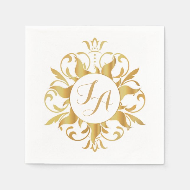 Serviette En Papier Serviettes Monogramme Sun Tangé (Devant)