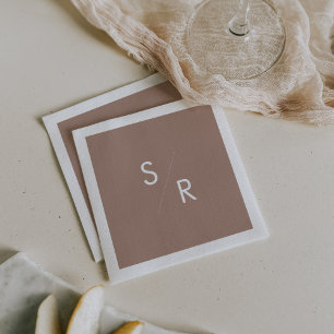 Serviette En Papier Serviettes monogrammes Boho Chic Neutre Taupe