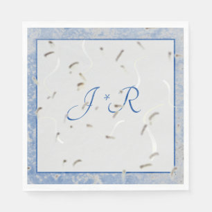 Serviette En Papier Serviettes monogrammes en marbre bleu et gris