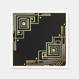 Serviette En Papier Serviettes Motif Art déco du réveillon du Nouvel A
