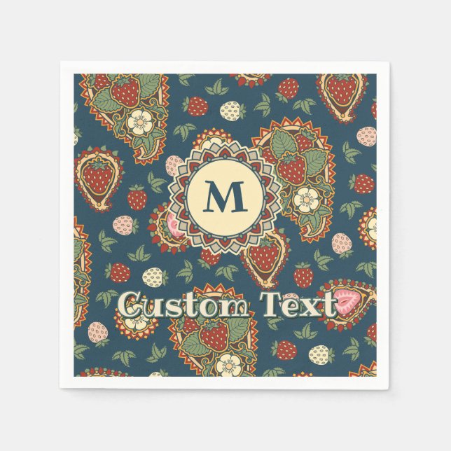 Serviette En Papier Serviettes Motif de fraises Paisley (Devant)