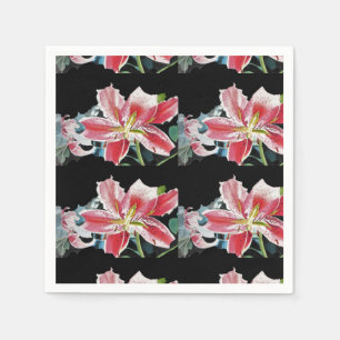 Serviette En Papier Serviettes Napkins florales Shabby Chic Red Lily