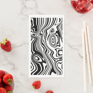 Serviette En Papier Serviettes Noir Blanc à Rayures Ondulées
