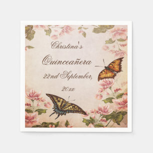 Serviette En Papier Serviettes Papillons & Fleur d'amandier vintage