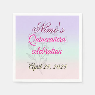 Serviette En Papier Serviettes Pastel Botanique Quinceañera
