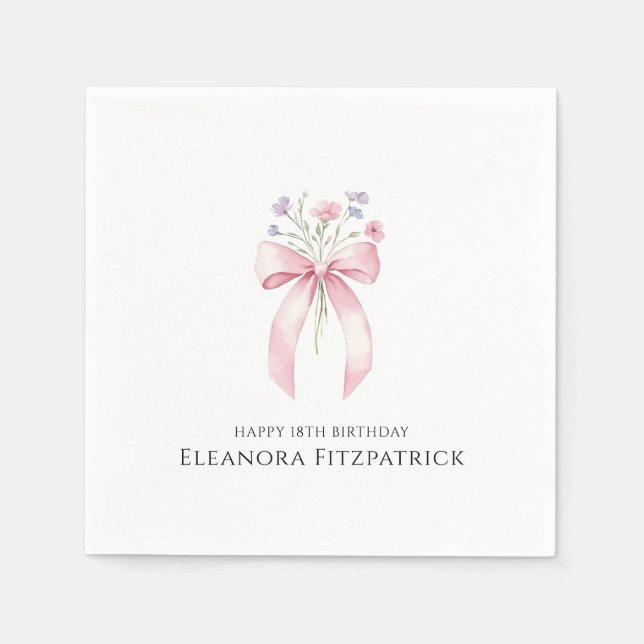 Serviette En Papier Serviettes personnalisées 18e anniversaire Fleur s (Devant)