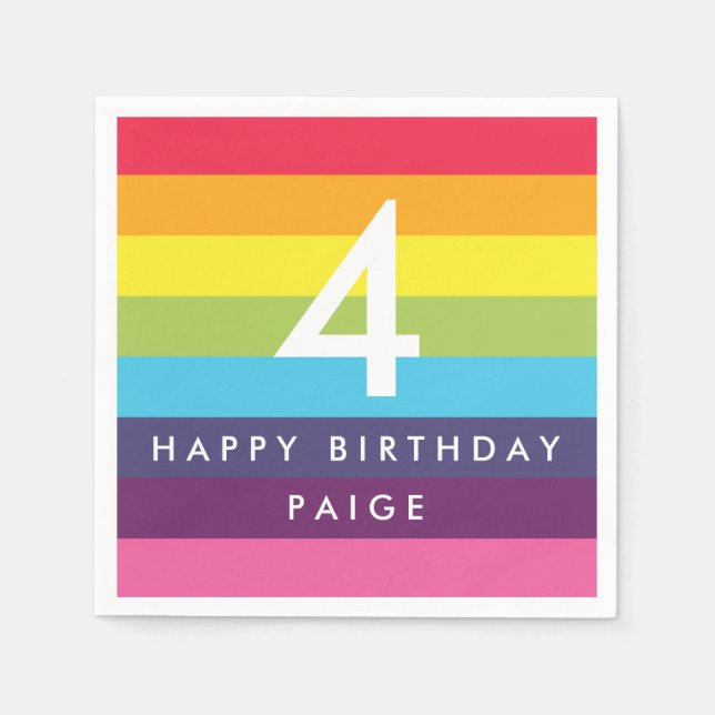 Serviette En Papier Serviettes personnalisées à rayures arc-en-ciel (Devant)