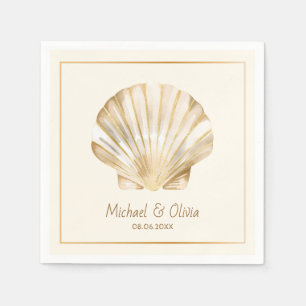 Serviette En Papier Serviettes personnalisées mariage nautique coquill