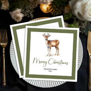 Serviette En Papier Serviettes personnalisées Noël cerf neutre doux