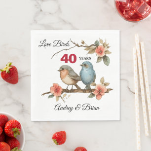 Serviette En Papier Serviettes personnalisées pour le 40e anniversaire
