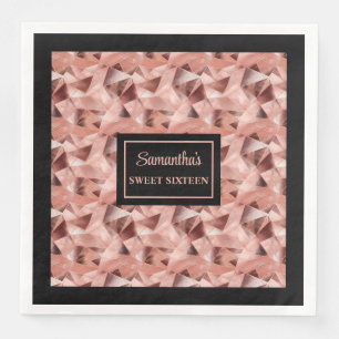 Serviette En Papier Serviettes Personnalisées Rose Gold et Accent Noir