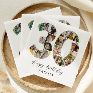 Serviette En Papier Serviettes pour 30e anniversaire avec collage phot