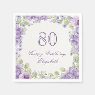 Serviette En Papier Serviettes pour 80e anniversaire Élégant floral vi