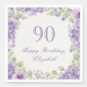 Serviette En Papier Serviettes pour 90e anniversaire Élégant floral vi