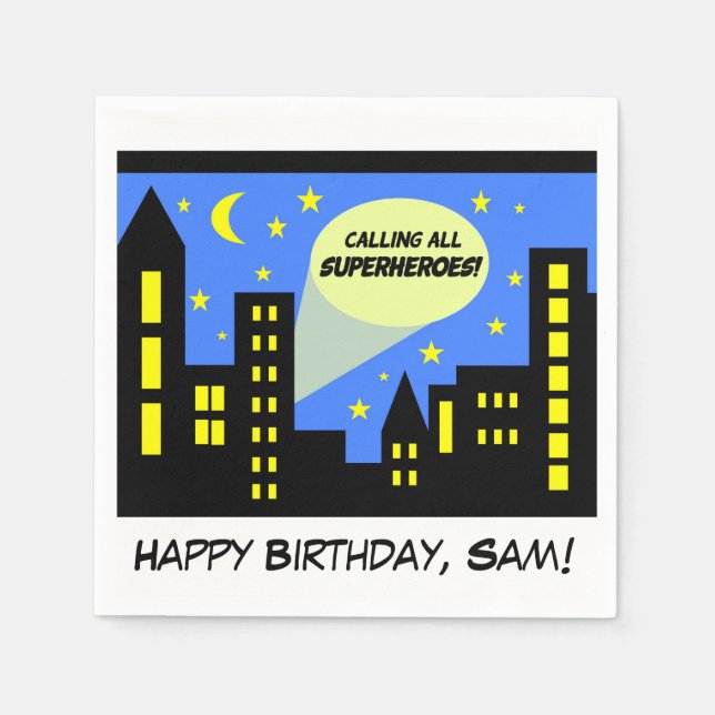 Serviette En Papier Serviettes pour anniversaire de super-héros | supe (Devant)