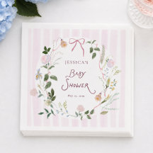 Serviettes pour Baby Shower à Fleurs Fantaisistes