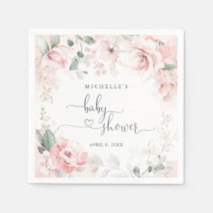 Serviette En Papier Serviettes pour Baby Shower au jardin floral rose