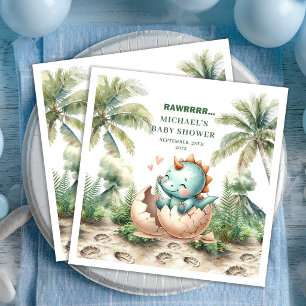 Serviette En Papier Serviettes pour Baby Shower Bébé Dino Bleu Mignon