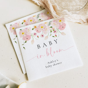 Serviette En Papier Serviettes pour Baby Shower "Bébé en Fleur" Rose F