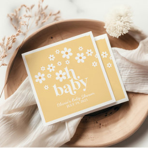 Serviette En Papier Serviettes pour Baby Shower bohème jaune Daisy