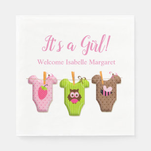 Serviette En Papier Serviettes pour Baby Shower C'est une fille