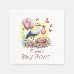Serviette En Papier Serviettes pour Baby Shower Fille Rose Mignonne