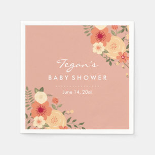 Serviette En Papier Serviettes pour Baby Shower Fleur de Pêche Moderne